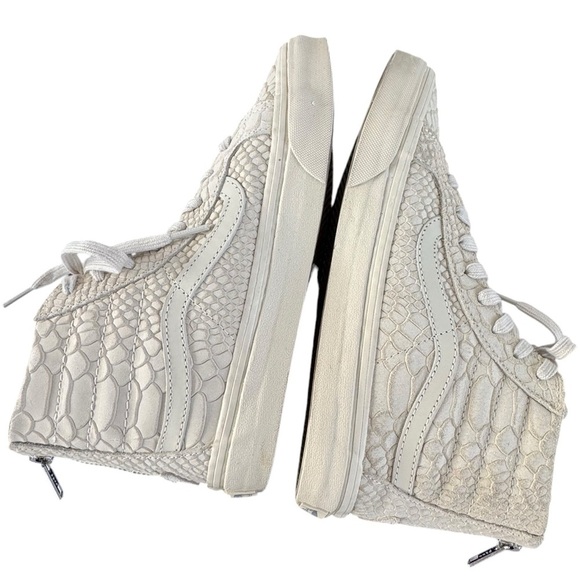 Vans Sk8-Hi Zip Up High Top Sneakers Cream Mono Python | Women 7 Men 5.5 - Picture 6 of 10